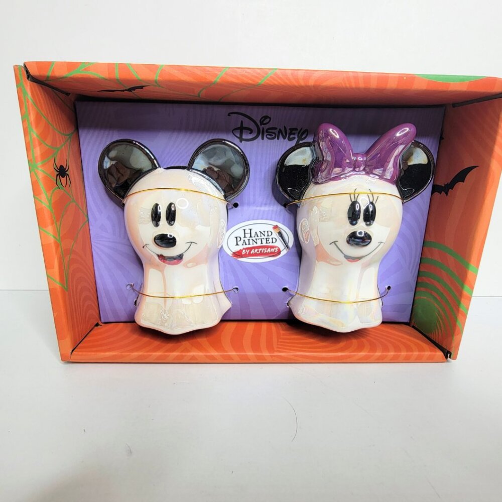 Mickey & Minnie Mouse Halloween Disney Iridescent Ghost Salt Pepper Shakers NEW - Picture 2 of 7